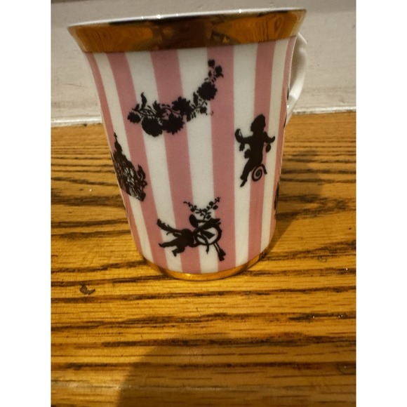 KulturGut‎ AG Bone China Mug Pink White Stripes Gold Rim Silhouettes Cherubs 3'' - Picture 4 of 9